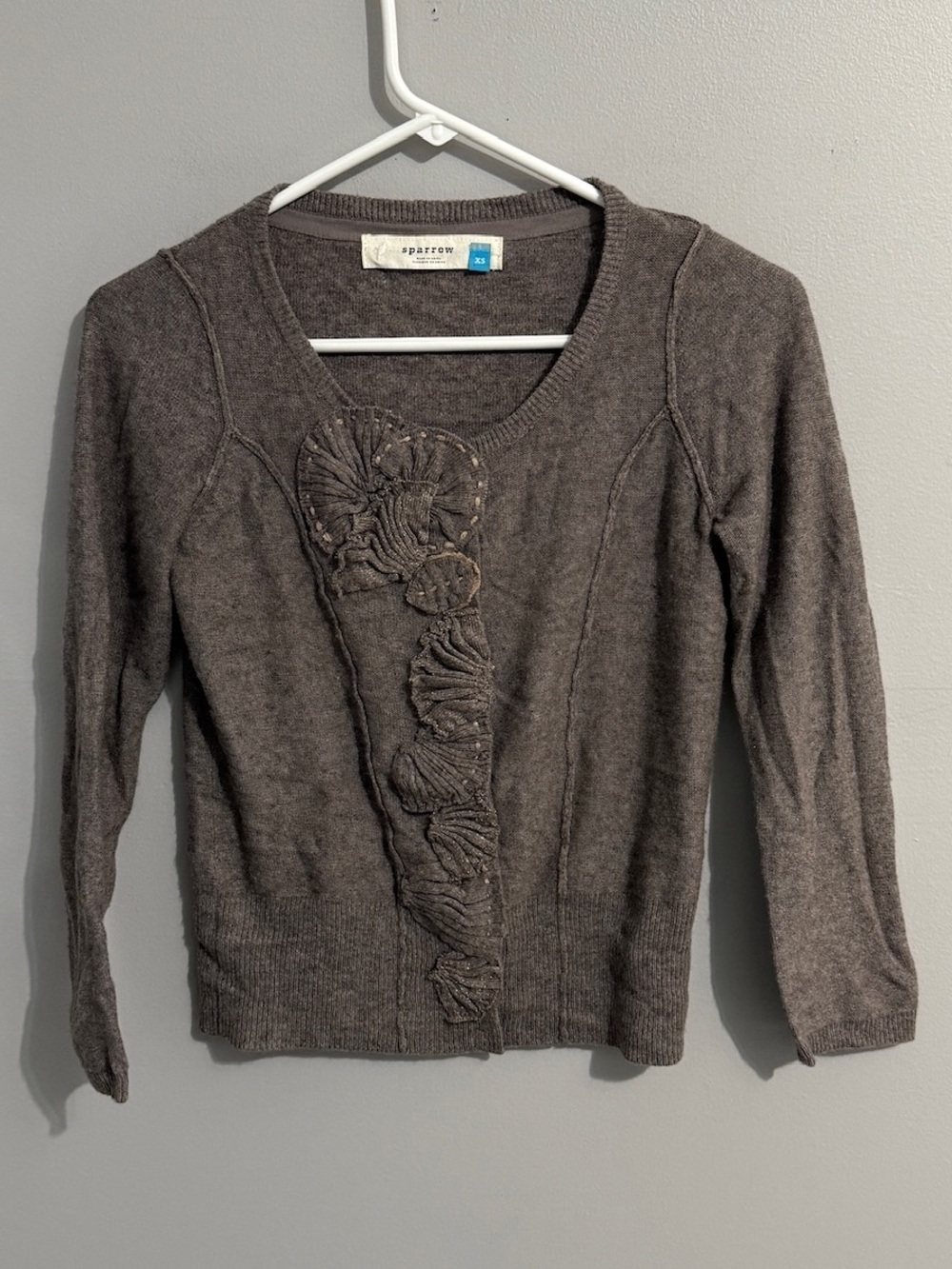 Anthropologie Spareow Sweater Womens Extra Small Seashell Embroidery Soft